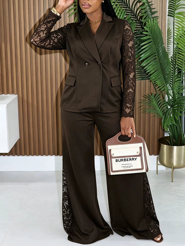 Lace Combo Blazer & Pants Set