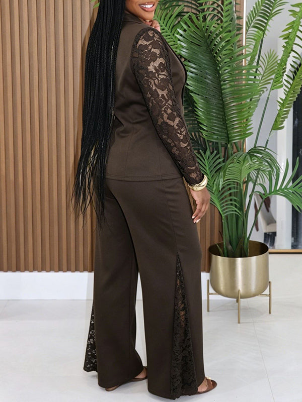 Lace Combo Blazer & Pants Set