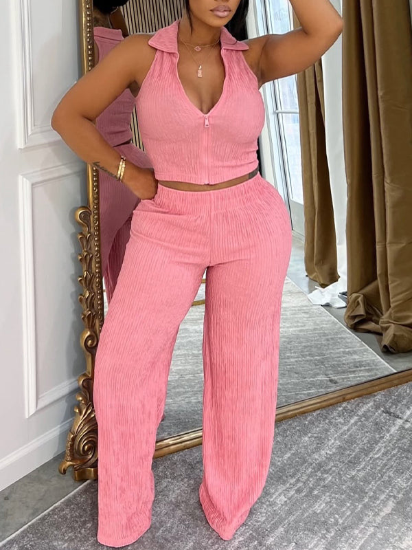 Zip-Front Vest & Pants Set