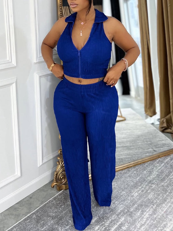 Zip-Front Vest & Pants Set