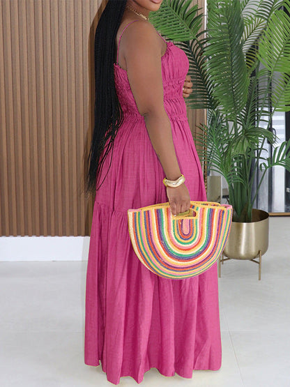 Solid Ruched Cami Dress