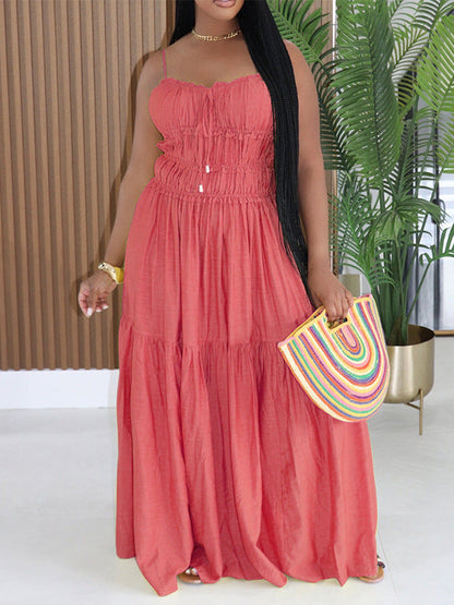 Solid Ruched Cami Dress