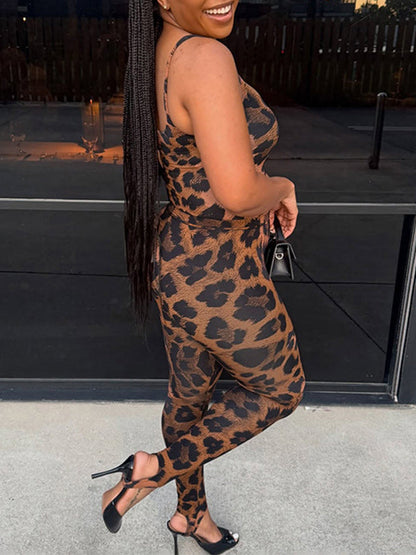 Leopard Cami Bodysuit & Pants Set