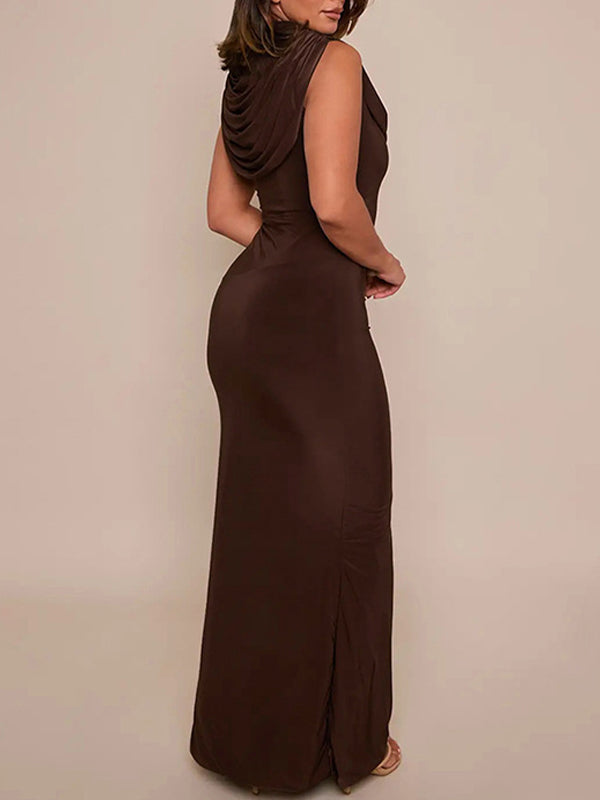 Cowl-Neck Sleeveless Maxi Dress