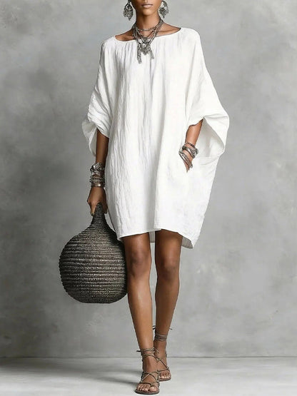 Solid Batwing-Sleeve Dress