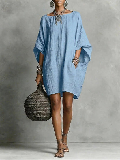 Solid Batwing-Sleeve Dress