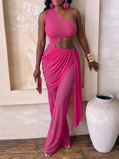 One-Shoulder Draped Jumpsuit