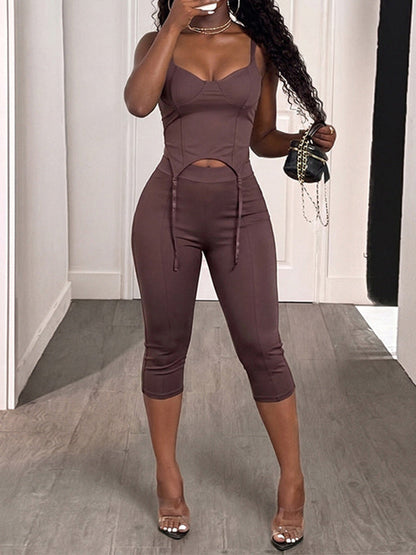 Solid Cami Top & Capri Pants Set