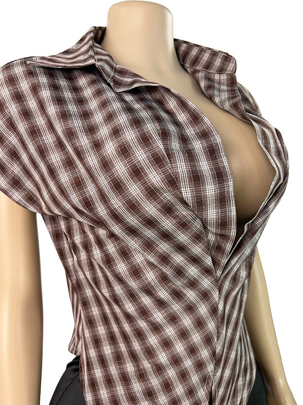 Plaid V-Neck Shirt