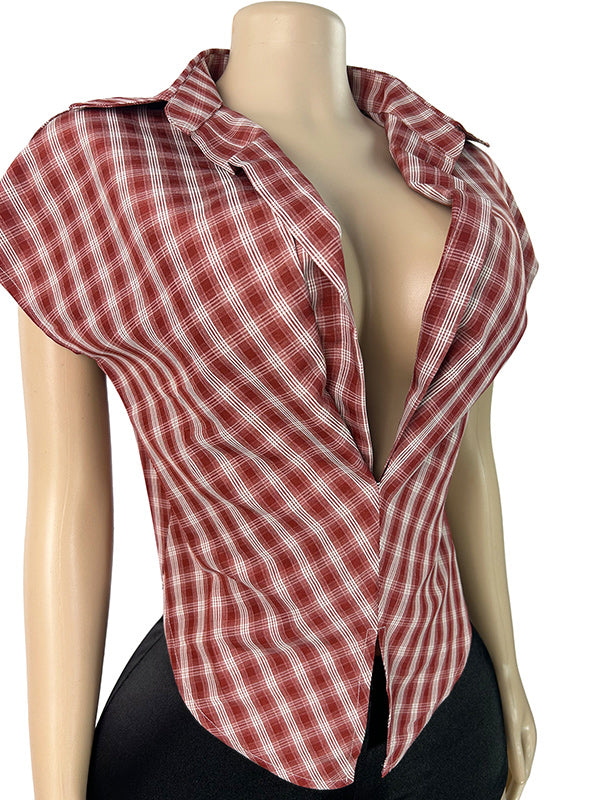 Plaid V-Neck Shirt