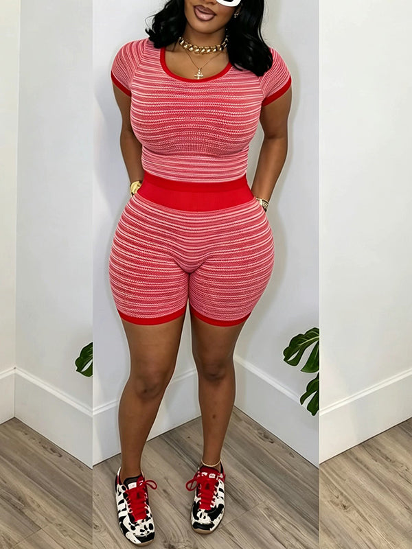 Stripe Tee & Shorts Set