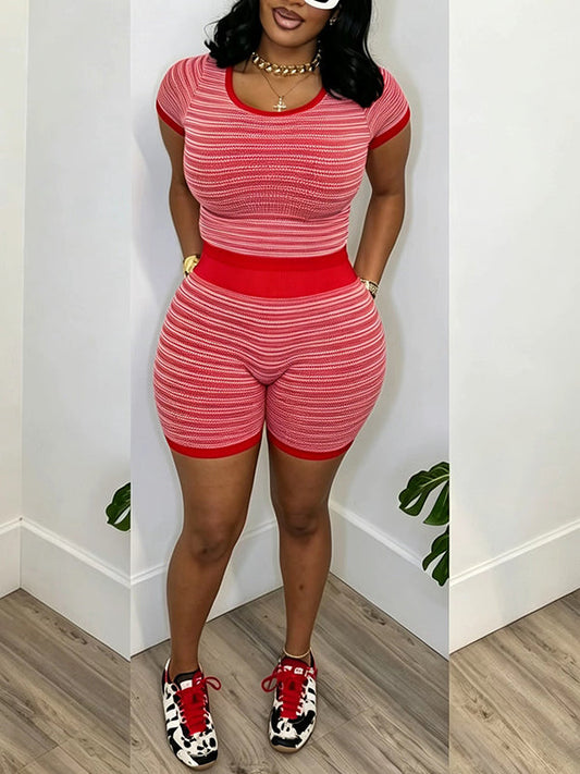 Stripe Tee & Shorts Set
