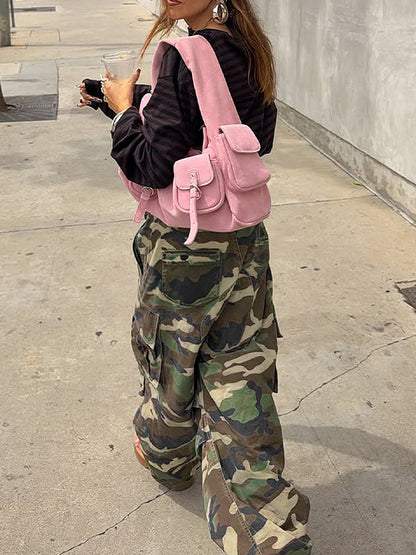 Camo Wide-Leg Cargo Pants