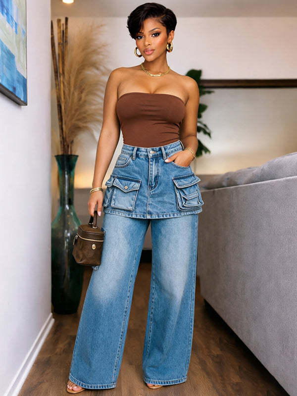 Wash Peplum Jeans