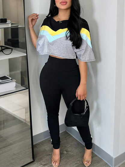 Colorblock Tee & Pants Set