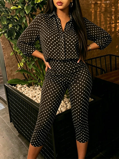 Dot Shirt & Capri Pants Set