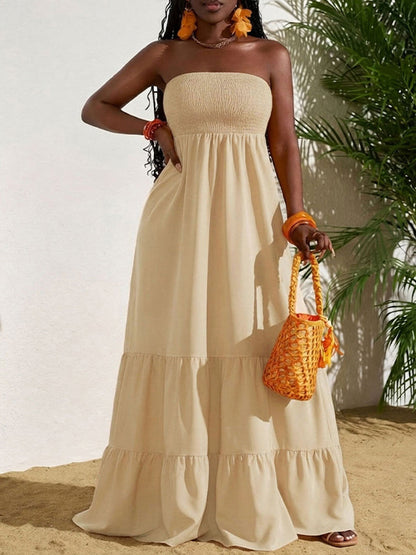 Smocked Strapless Ruffle Dress