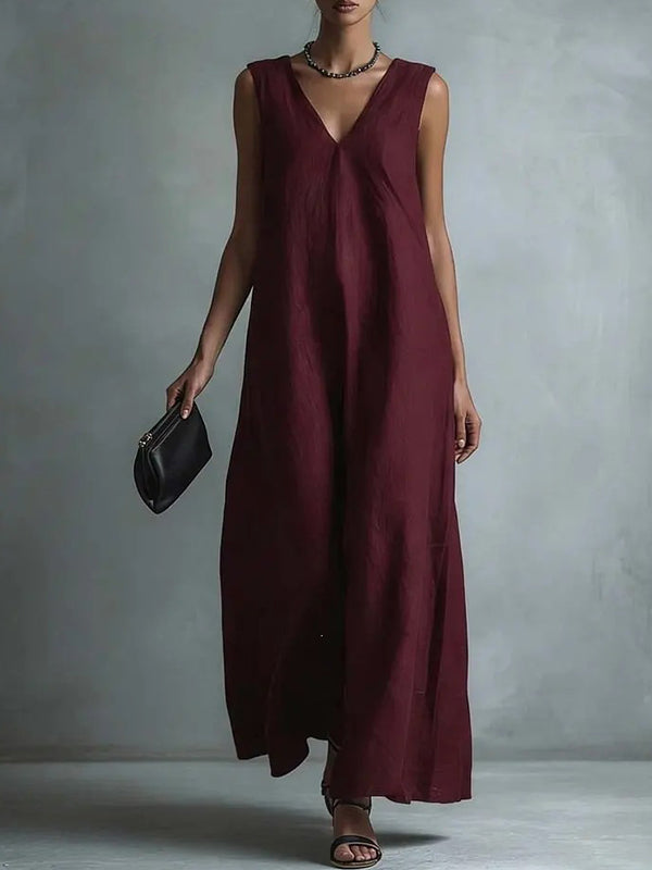 V-Neck Sleeveless Dress