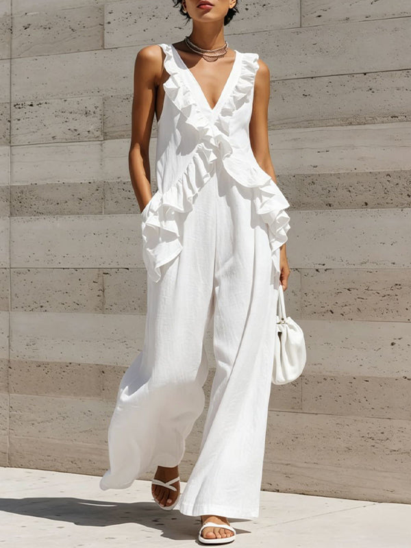 Ruffle Sleeveless Jumpsuit