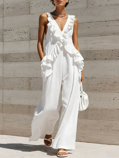Ruffle Sleeveless Jumpsuit