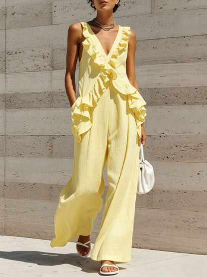 Ruffle Sleeveless Jumpsuit