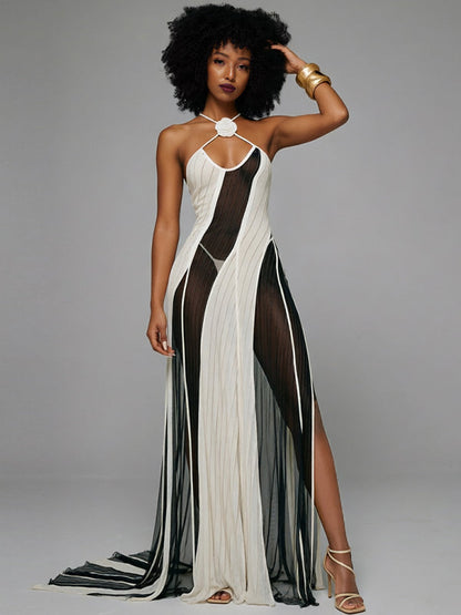 Stripe Side-Slit Cami Dress