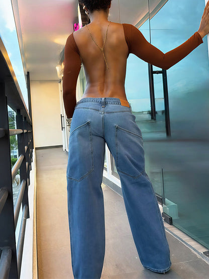 Solid Open-Back Crop Top