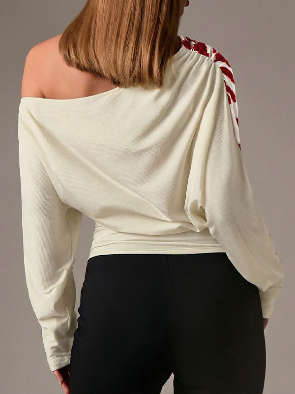 Printed Boat-Neck Tee