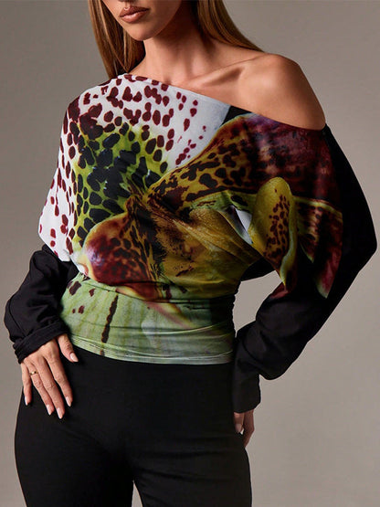 Printed Boat-Neck Tee