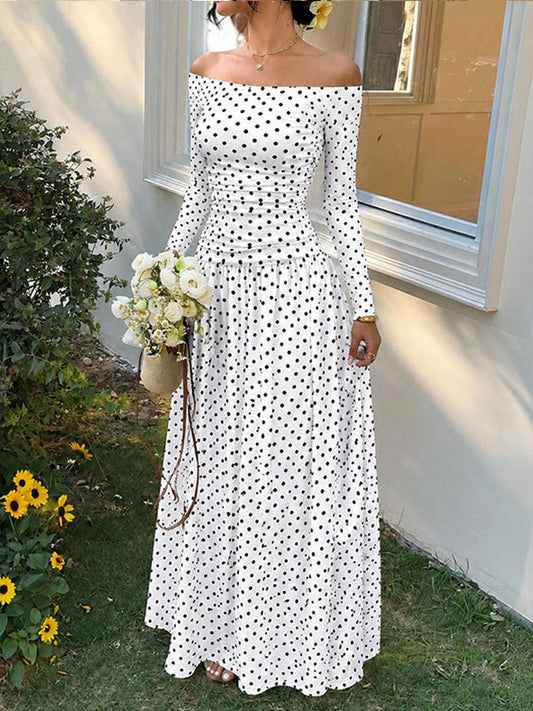 Dot Off-Shoulder Maxi Dress
