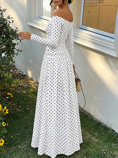 Dot Off-Shoulder Maxi Dress