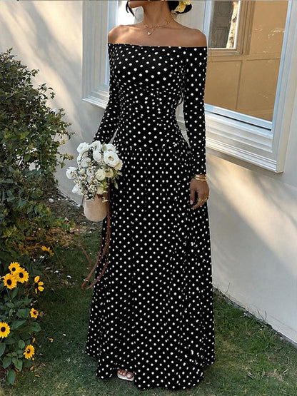 Dot Off-Shoulder Maxi Dress