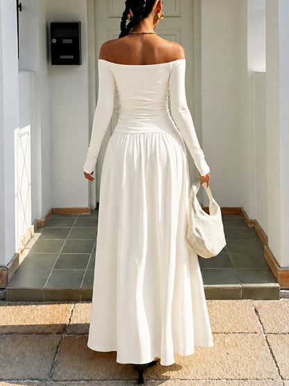 Dot Off-Shoulder Maxi Dress