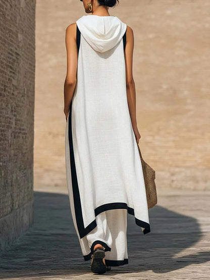 Sleeveless Hoodie Tunic Top & Pants Set