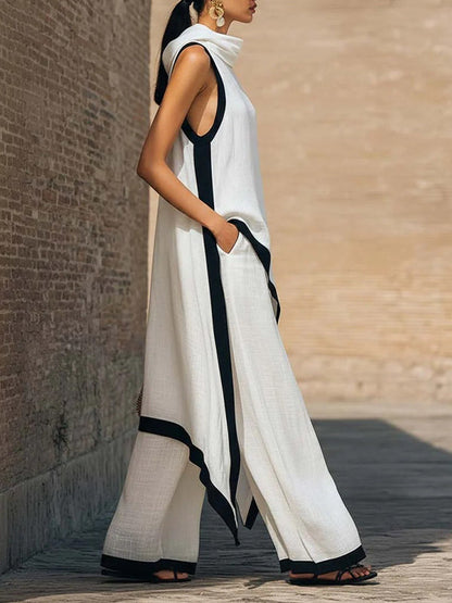 Sleeveless Hoodie Tunic Top & Pants Set