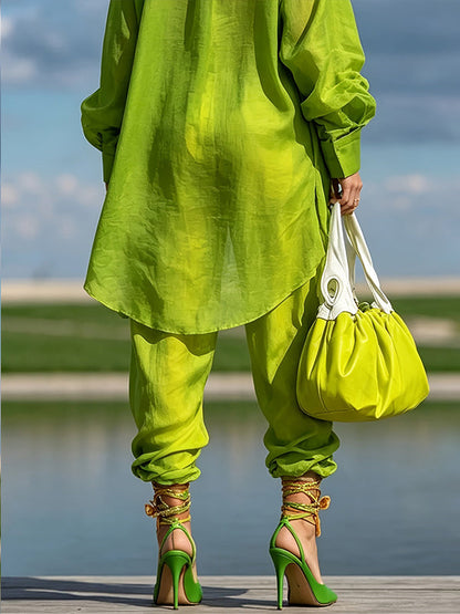 Solid Tunic Shirt & Jogger Pants Set