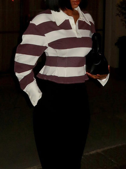 Stripe Fitted Polo Top
