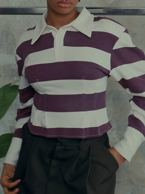Stripe Fitted Polo Top
