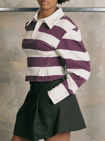 Stripe Fitted Polo Top