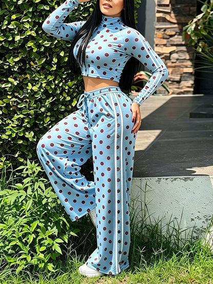 Dot Side-Stripe Top & Pants Set