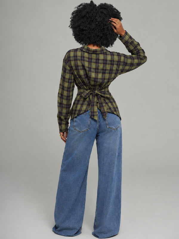 Plaid Tied-Back Shirt