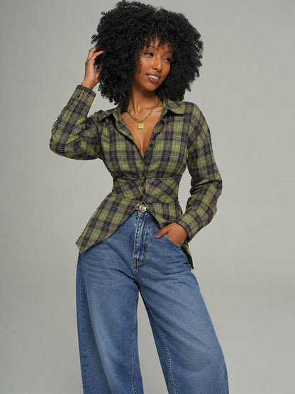 Plaid Tied-Back Shirt