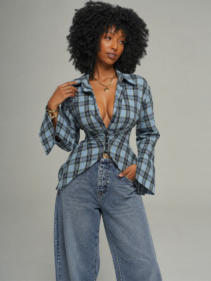 Plaid Tied-Back Shirt