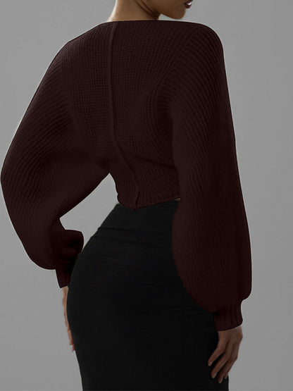 V-Neck Cropped Sweater