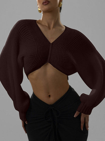 V-Neck Cropped Sweater