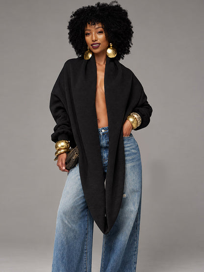 Solid Cowl-Neck Sweatshirt