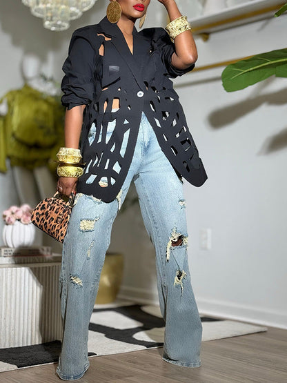 Solid Cutout Blazer