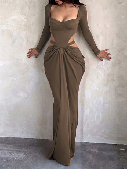 Square-Neck Cutout Maxi Dress