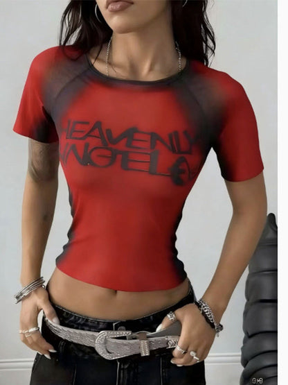 Letter Print Sheer Tee