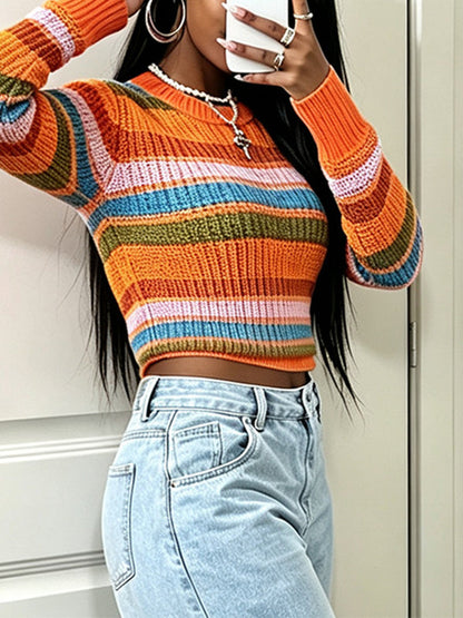 Stripe Round-Neck Sweater